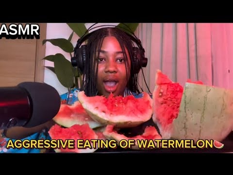 ASMR AGGRESSIVE AND INTENSE EATING OF WATER MELON 🍉/ RELAXING SOUNDS