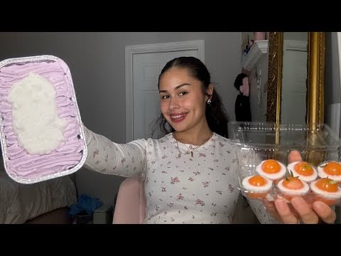 asmr : taro cake eating + coconut jelly’s 