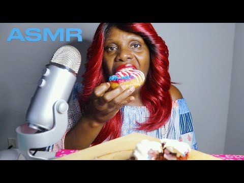 KRISPY KREME AMERICAN FLAG DONUTS ASMR EATING SOUNDS