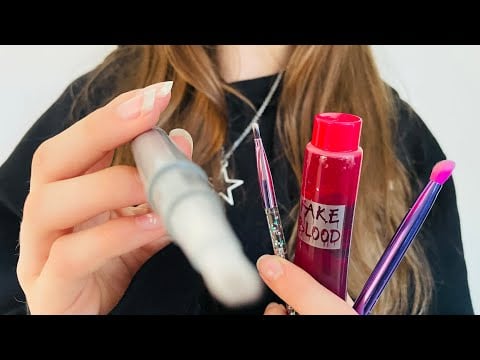 ASMR Halloween Makeup | doing your face paint | Actual camera touching | whispered