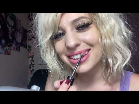 Applying Lipgloss + Hair Play  (ASMR Whispers)