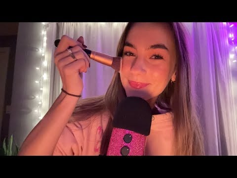 ASMR| Doing my makeup (whisper ramble, rummaging, mouth sounds) 