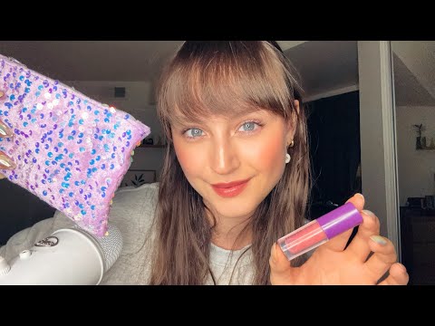 ASMR ~ Purple Triggers (gum chewing, mouth sounds, tapping and scratching, lid sounds)