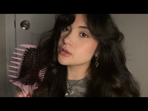 ASMR | Hair Brushing, Face Tracing + Clicky Whispering ♡ *very closeee*