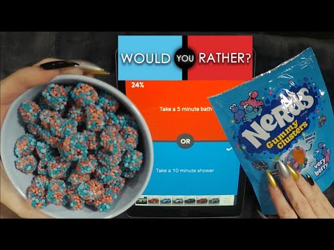 ASMR Eating Nerds Gummy Clusters & Would You Rather On The iPad | Whispered