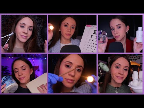 ASMR / 10 One Minute Roleplays (cranial nerve, makeup, measuring)