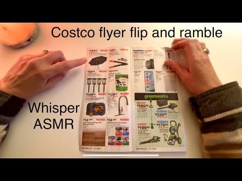 ASMR Costco Flyer Flip Through, Whisper Voice Female with Subtle Throat Lozenge Sounds, No Frills