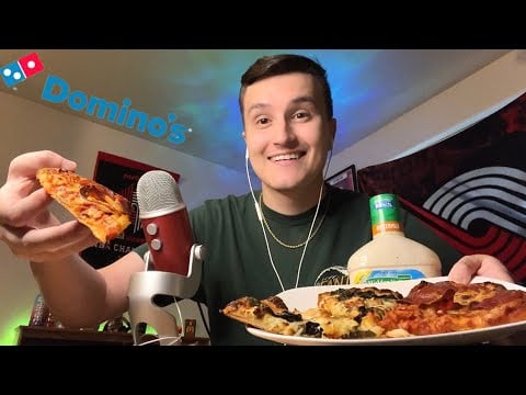 ASMR Domino’s PINEAPPLE Pizza Mukbang 🍕🍍 (eating sounds)
