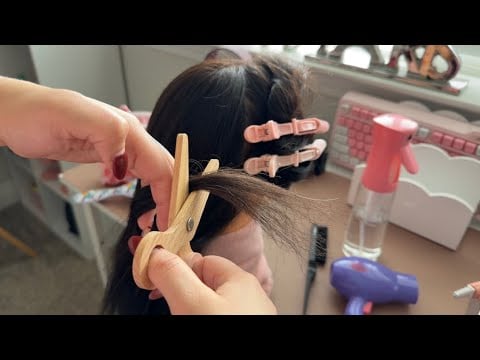 ASMR| Haircut Roleplay 💇🏻‍♀️- hair brushing & sectioning ✨🫧