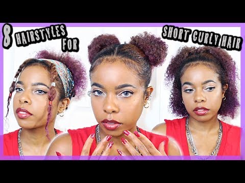 8 EASY HAIRSTYLES FOR SHORT CURLY HAIR⎜Easy Wash and Go Hairstyles