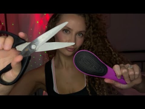 ASMR| Playing With Your Hair| Personal Attention Hair Brushing, Cutting & More 💇🏽‍♀️