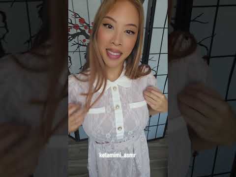 Pink Lace Dress ASMR Fabric Scratching Tapping | Natural Nails Scratch Top White Collar | Button Tap