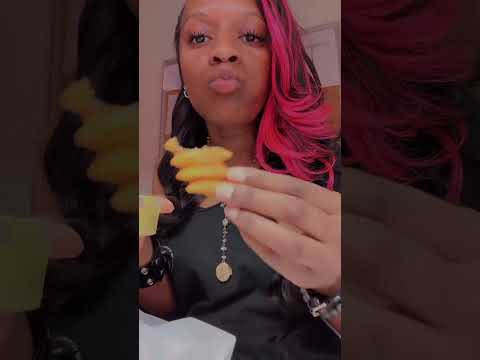 ASMR Waffle Fries Mukbang 🍟 #satisfyingvideo #asmreating #asmrmukbang