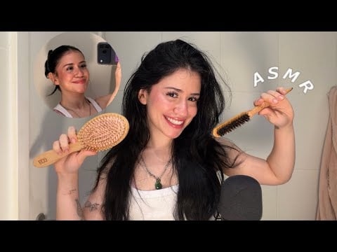 ASMR Escovando o cabelo e fazendo penteado 
