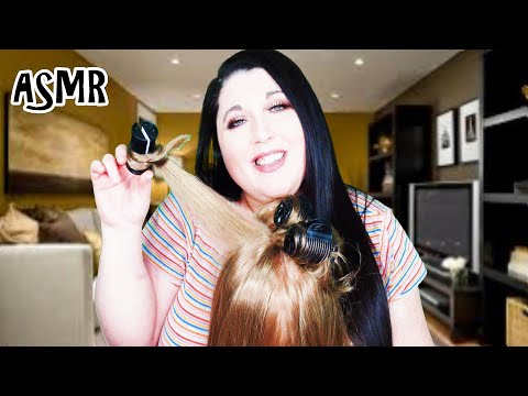 ASMR Hair Styling Roleplay (Hot Rollers, Curlers, Gum Chewing, Hair Brushing, Gossip, Hair Play)