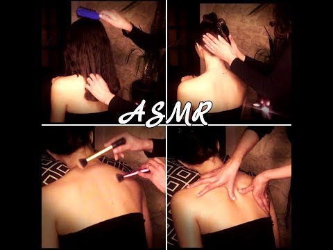 ❤️ ASMR relaxing hair brushing / scalp / shoulder massage