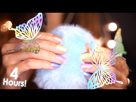 ASMR UNIQUE Head Massage No Talking ASMR for SLEEP - 4 hours   Butterflies Trigger