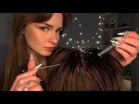 Checking You for Lice [ASMR] (Metal tool, Scratching, Massage)