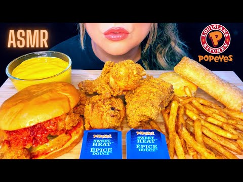 ASMR POPEYES FRIED CHICKEN MUKBANG (NO TALKING) EATING SOUNDS
