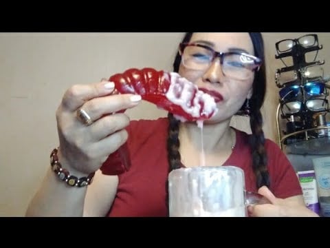 EATING OATMEAL USING GUMMY WORM 
