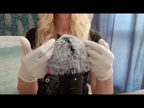 ASMR Pure Tingles:  White Latex Gloves &  Fluffy Mic (No Talking)