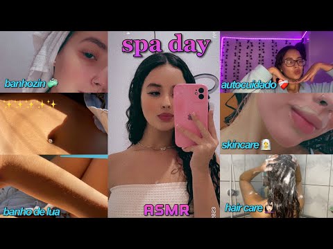 ASMR - SPA DAY COMPLETO 🤍 |skincare, banho de lua, etc