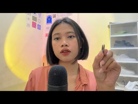 ASMR brushing and plucking your eyebrows | 🇵🇭