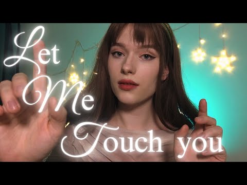 ASMR Face touching, hair brushing, stroking your face with a brush, no talking, layered sounds