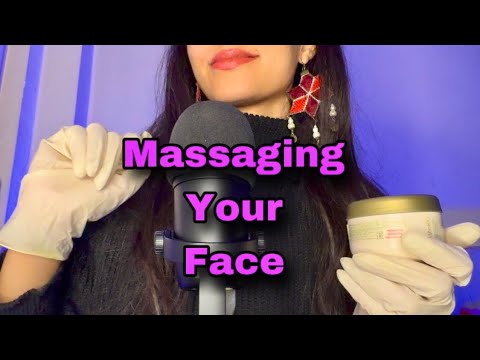 ASMR~ Massaging Your Face With Gloves 🧤