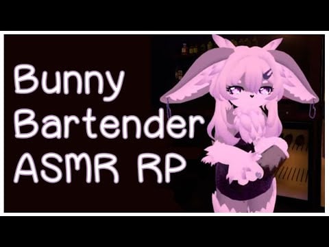 Bunny Bartender ASMR RP [Glass cleaning, drink pouring, soft spoken, ear-to-ear binaural sound]