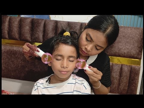 The Most Relaxing Head Massage ASMR She Fell Asleep!😌😴