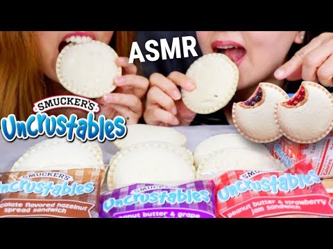 ASMR CHOCOLATE HAZELNUT & PEANUT BUTTER AND JELLY UNCRUSTABLES | EATING SOUNDS | MUKBANG