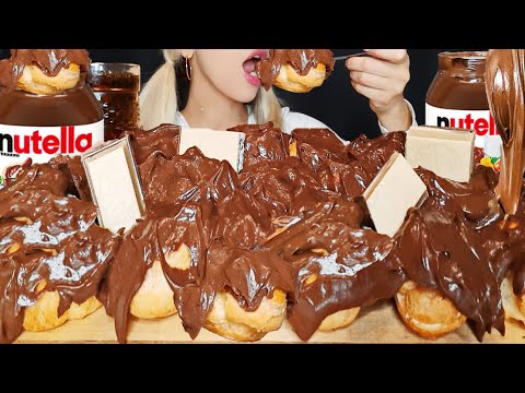 ASMR NUTELLA PROFITEROLES | NUTELLA B-READY, EATING WHOLE PLATE CHALLENGE