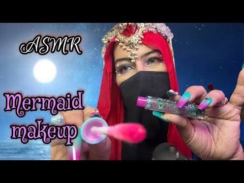 🧜‍♀️hijabi mermaid doing your 🌊💄quick makeup near sea shore ASMR #layeredasmr #asmr