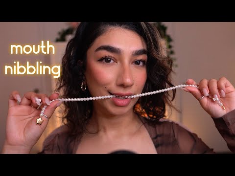 ASMR • mouth nibbling on random things i found (ex. my necklace, pen)