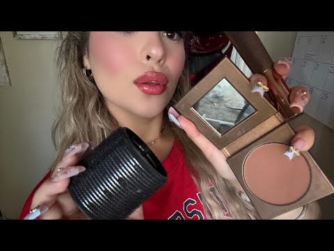 ASMR: Hair Rollers Blow Out & Doing Ur Bronzed Makeup Look Before You Leave💄 (tingly)