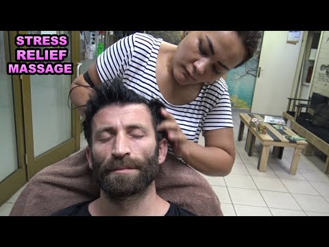 ASMR HEAD STRESS RELIEF MASSAGE 'LADY LEYLA' & face, eyebrow, ear, neck, arm massage #femalemassage