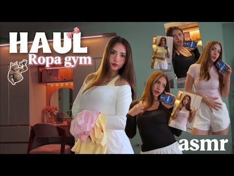  ASMR PROBÁNDOME ROPA de GYM 💪 💕 Haul Deportivo súper suaveeeeeeee 🍓