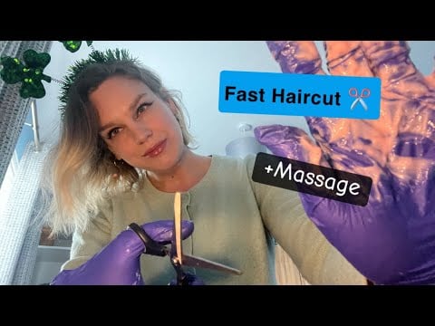 [ASMR] Fast & Aggressive Haircut + Exfoliating Lotion Massage With Gloves