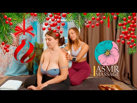 ASMR massage (back, foot, hand, neck, belly) by Anna, Adel, Olga