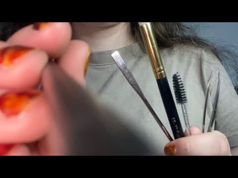 Lofi asmr tracing your face with pins and brushes😴close up personal attention, camera touching 