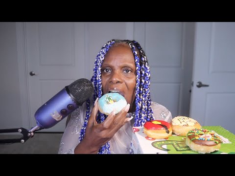 Delicious Christmas Donuts Krispy Kreme Elf Collection ASMR Eating Sounds