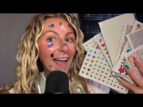 ASMR 💎 Tingly Stick-On Gems ✨ Plastic Crinkles, Personal Attention + Face Decorating