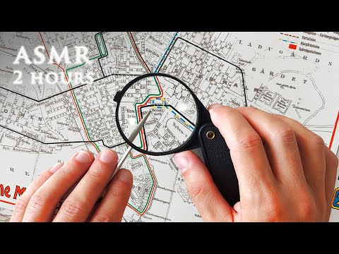 ASMR 2 hours Magnifying Glass & Transit Map Tracing