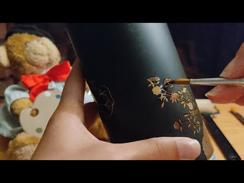 ASMR painting with invisible colors (fireplace crackling sounds, no talking)