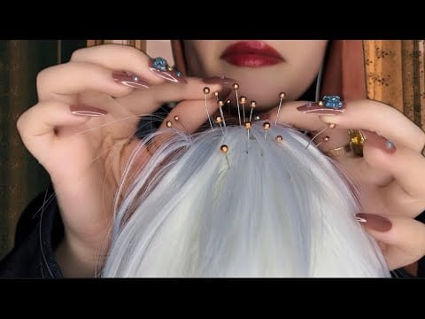 ASMR Wig on Mic | Removing Every Scalp Pin One by One ✨ (Relaxing Head Massage)