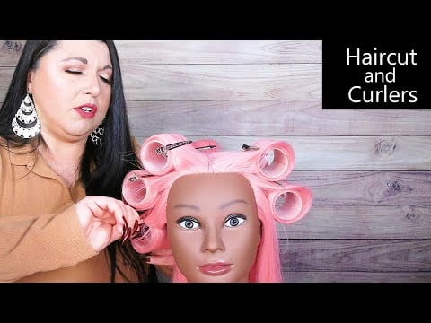 ASMR Hair Salon Roleplay (Real Haircut, Curlers, Styling, Spray, Whispering)