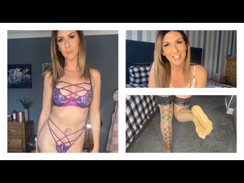 Honey Birdette Lacy Lingerie, Bodysuit and Seamed Stocking Try On