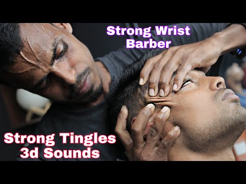 Strong Head Massage and Ear Massage By Strong Wrist Barber with Neck Crack ASMR