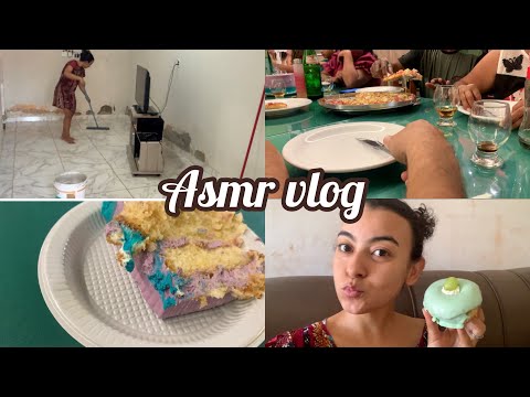 ASMR VLOG- LAVANDO A CASA + COMEMORAÇÃO COM COMIDA E IGREJA